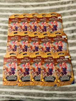 Disney Lorcana TCG Wilds Unknown Sleeved Booster Pack Lot of 15 “Enchanted Pulls - Image 1
