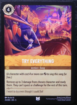 Disney Lorcana Shimmering Skies #25 Try Everything UNCOMMON - Image 1