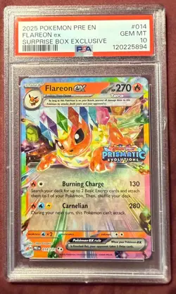 Pokemon Prismatic English Flareon Ex Surprise Box Exclusive Promo 014/131 PSA 10 - Image 1