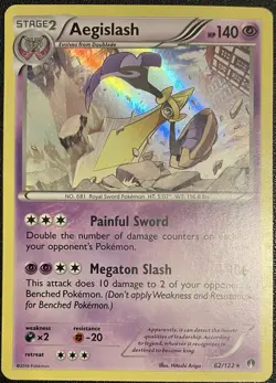 Pokemon TCG Card Aegislash 62/122 XY Breakpoint 2016 Holo Rare Psychic Type LP - Image 1