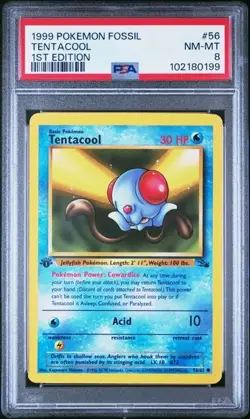 PSA 8 TENTACOOL 56 FOSSIL 1ST EDITION POKEMON NM MINT - Image 1