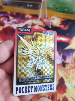 Pokemon Karte Card Zapdos Prism Holo Pocket Monsters Carddass 1997 japanese Exc - Image 2