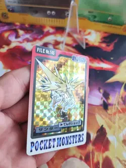 Pokemon Karte Card Zapdos Prism Holo Pocket Monsters Carddass 1997 japanese Exc - Image 3