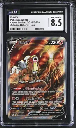 CGC 8.5 ENTEI V GG36 CROWN ZENITH GALARIAN GALLERY SWORD & SHIELD POKEMON - Image 1