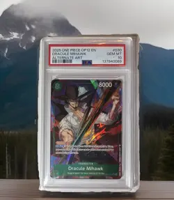 Namco One Piece CCG 2025 Dracule Mihawk OP12-030 SR Foil Alt Art PSA 10 - Image 1
