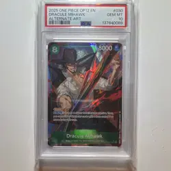 Namco One Piece CCG 2025 Dracule Mihawk OP12-030 SR Foil Alt Art PSA 10 - Image 3