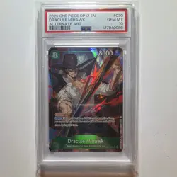 Namco One Piece CCG 2025 Dracule Mihawk OP12-030 SR Foil Alt Art PSA 10 - Image 4