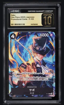 2025 One Piece Japanese Promo Sabo #P-105 CGC 10 Pristine - Image 1