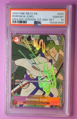 2024 ONE PIECE ENGLISH VERSION 1ST ANNIVERSARY SET #025 RORONOA ZORO PSA 10 - Image 1
