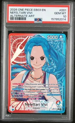 2026 ONE PIECE EB03 EN HEROINES EDITION NEFELTARI VIVI ALT ART LEADER PSA 10 - Image 1