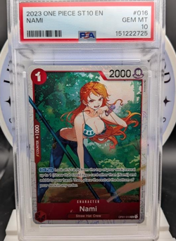 2023 One Piece Nami! The Three Captains! English! PSA 10! #OP01-016! Fast Ship - Image 1