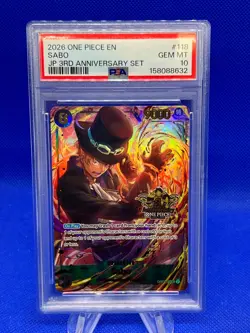 One Piece Japanese 3rd Anniversary Set Sabo OP07-118 SEC PSA 10 LOW POP 22 - Image 1