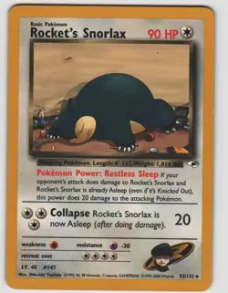 Rocket's Snorlax Rare Gym Heroes 33/132 1st Edition Near Mint Pokemon - Image 1