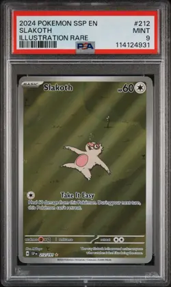 Pokemon TCG Slakoth Illustration Surging Sparks 212/191 PSA 9 - Image 1
