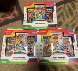 Pokemon TCG First Partner Illustration Collection S1 2021 Promo (3 Boxes) - Image 1