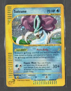 Suicune H25/H32 Holo Rare Aquapolis Pokemon Damaged - Image 1