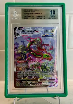 2021 POKEMON SWORD & SHIELD EVOLVING SKIES SCR ALT ART RAYQUAZA VMAX BGS 10 - Image 1
