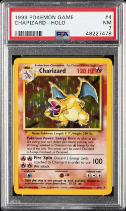 1999 POKEMON BASE SET UNLIMITED #4 CHARIZARD-HOLO PSA 7 - Image 1