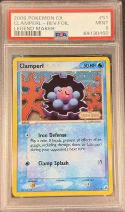 2006 Pokemon EX Legend Maker 51 Clamperl Reverse PSA 9 Mint - Image 1
