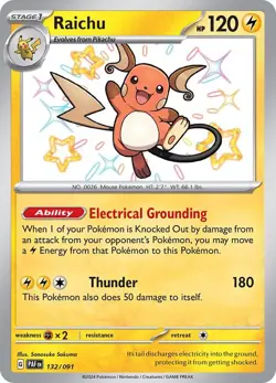 Pokemon Card - S&V: Paldean Fates 132/091 - RAICHU (shiny rare) - NM/Mint - Image 1