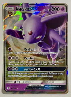 Pokemon TCG Espeon GX Sun & Moon Base Set 61/149 Ultra Holo Rare Card NM - Image 1