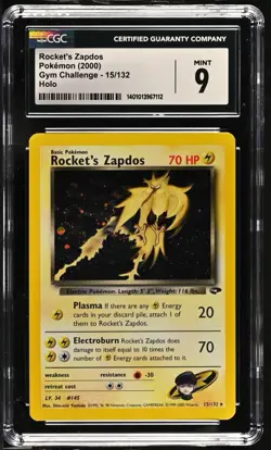 2000 Pokemon Gym Challenge Unlimited Rocket's Zapdos 15 CGC 9 SWIRL 💫 - Image 1