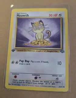 1995 POKEMON MEOWTH 56/64 1ST EDITION JUNGLE SET PRE OWNED USED CARD - Image 1