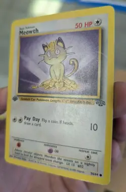 1995 POKEMON MEOWTH 56/64 1ST EDITION JUNGLE SET PRE OWNED USED CARD - Image 3