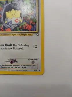 Pokemon TCG Togepi Neo Genesis Unlimited Uncommon Card 51/111 First Edition LP - Image 4