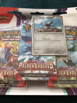 Pokemon TCG Paldea Evolved 3-Pack Blister Varoom Promo Card - New Sealed - Image 1