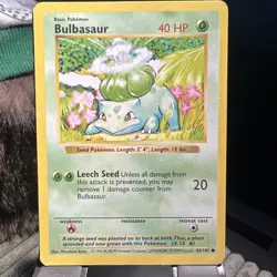 Pokemon TCG Bulbasaur Base Set, Shadowless Common Card 44/102 WOTC 1999 Error - Image 1