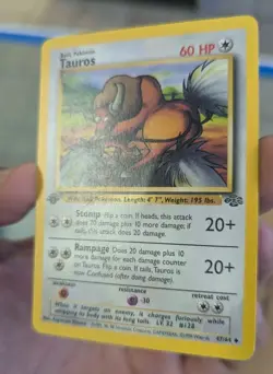 1995 POKEMON TAUROS 47/64 JUNGLE 1ST EDITION PRE OWNED USED CARD - Image 3
