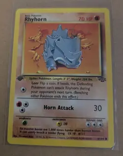 1995 POKEMON RHYHORN 1ST EDITION 61/64 PRE OWNED USED CARD - Image 1