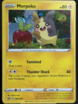 HD SWIRL 🌀 Pokemon TCG Morpeko Sword & Shield SWSH031 Cosmos Holo Promo Card #5 - Image 1