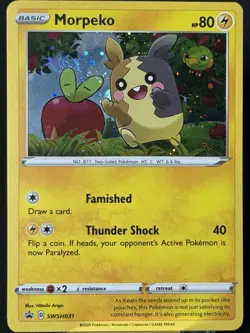 HD SWIRL 🌀 Pokemon TCG Morpeko Sword & Shield SWSH031 Cosmos Holo Promo Card #5 - Image 4