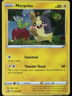 HD SWIRL 🌀 Pokemon TCG Morpeko Sword & Shield SWSH031 Cosmos Holo Promo Card #5 - Image 5