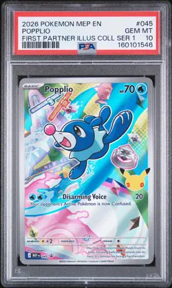 2026 POKEMON FIRST PARTNER ILLUSTRATION COLLECTION PROMO #045 POPPLIO PSA 10 - Image 1