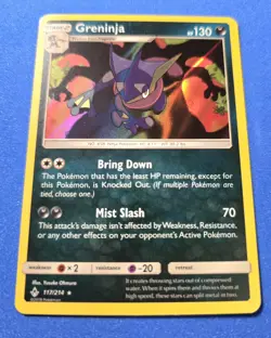 Pokemon TCG Greninja 117/214 Sun & Moon Unbroken Bonds - Holo Rare - LP++ - Image 2