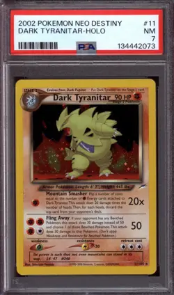 2002 POKEMON NEO DESTINY #11 DARK TYRANITAR HOLO PSA 7 - Image 1