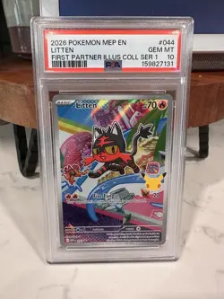 2026 POKEMON FIRST PARTNER ILLUSTRATION COLLECTION PROMO #044 LITTEN PSA 10 - Image 1