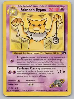 Sabrina's Hypno 56/132 Uncommon Gym Challenge Pokemon Unlimited HP - Image 1