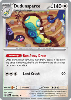 Dudunsparce 129/162 Rare Temporal Forces Pokemon Holo Near Mint - Image 3