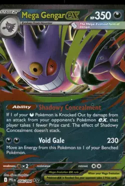 2025 Mega Gengar ex 056/094 Double Rare Holo NM ME02: Phantasmal Flames Pokemon - Image 1