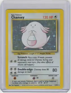 Pokemon TCG Base Set #003/102 Chansey Holo Foil LP/MP - Image 1