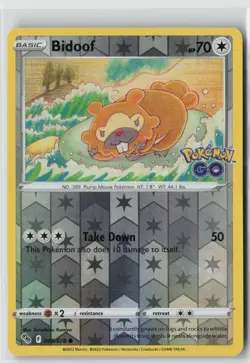 Bidoof Reverse Holo Common Pokemon GO 059/078 NM - Image 1