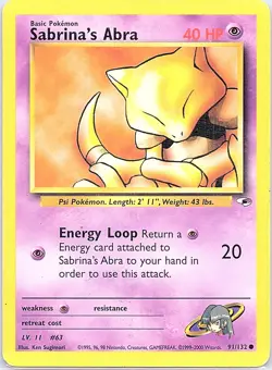 Sabrina's Abra 91/132 Common Gym Heroes Pokemon Unlimited Heavily Played - Image 1