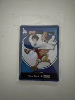 ONE PIECE X DODGERS PROMO MONKEY D LUFFY DON CARD IN HAND - Image 1