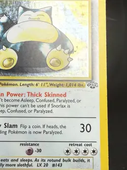 Pokemon TCG Snorlax Jungle Holo Rare Card 11/64 Unlimited LP-/MP Condition - Image 2