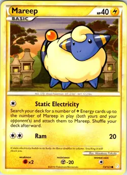 Mareep 73/123 HeartGold & SoulSilver Pokemon Card Reverse Holo NM TCG singles - Image 1