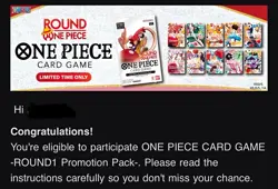 Bandai ONE PIECE Card Game ROUND1 Promo Pack Phase 1 (1 Pack) (presale) - Image 1